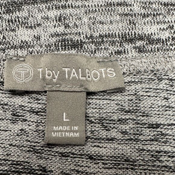 T by Talbots Tunic Top Women’s Sz L Gray Marled Knit 3 Button Back Side Slit Hem - Picture 11 of 12